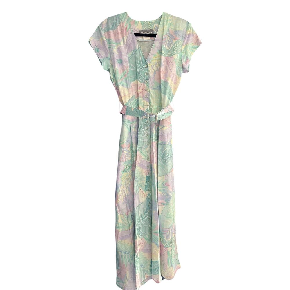 Carol Anderson Women's sz 9-10 floral pastel midi dress 80's